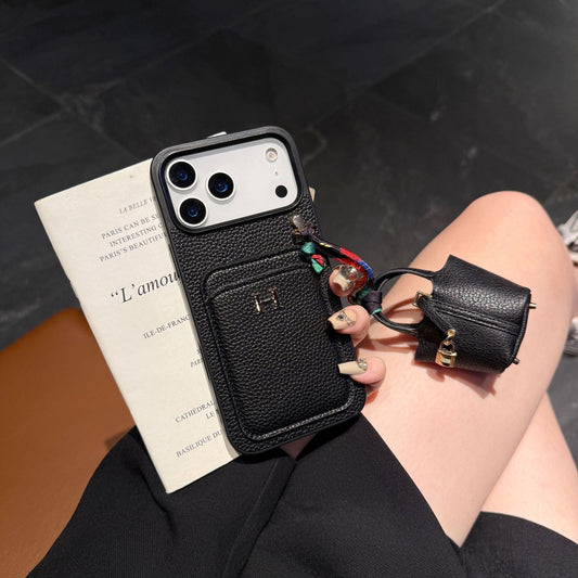 New Card Holder Leather Phone Case with Earphone Case for iPhone 17 Pro Max