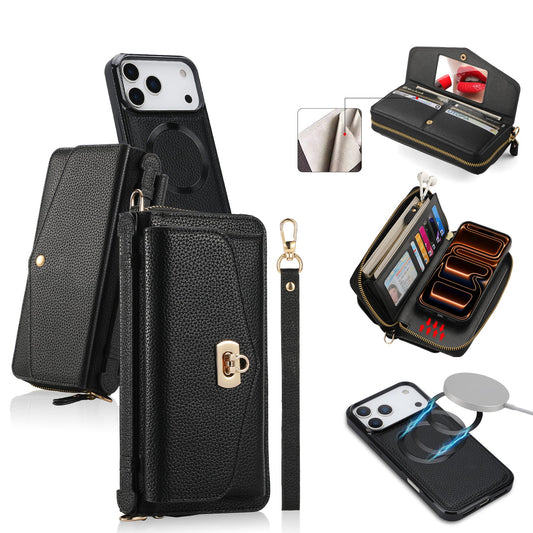 New Crossbody  2-In-1 RFID Blocking Zipper Wallet Case for iPhone 17 Pro Max
