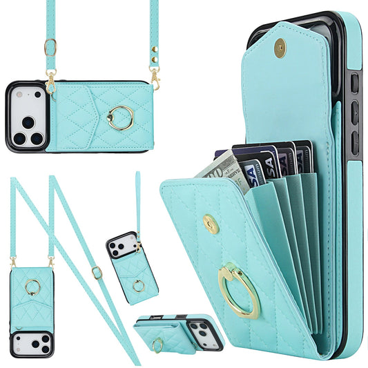 New Crossbody RFID Blocking Wallet Leather Phone Case for iPhone 17 Pro Max
