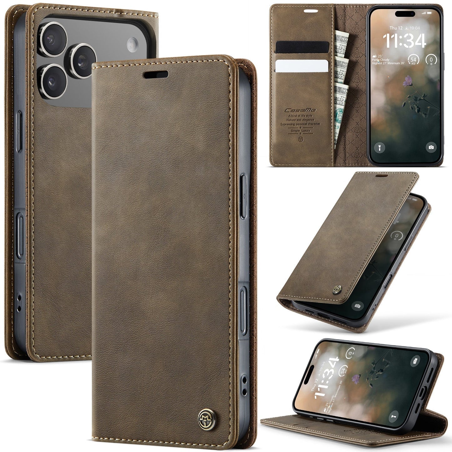 New RFID Blocking Card Holder Leather Phone Case for iPhone 17 Pro Max
