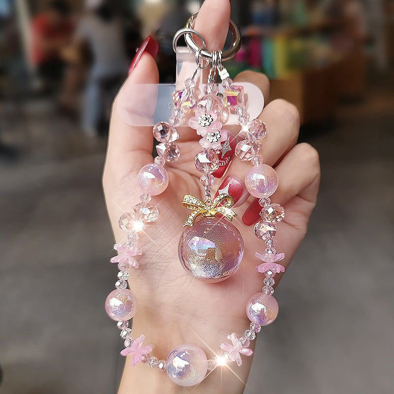 New Bling Crystal Flowers Charm Keychain Phone Lanyard
